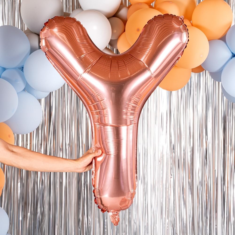 Balon Folie Metalizata Litera Y, , 100 cm, Umflati cu Heliu sau Aer, Ambalaj Individual, Pai inclus, Rose Gold - imagine 2