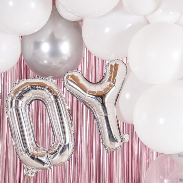 Balon Folie Metalizata Litera Y, , 40 cm, Umflati cu Heliu sau Aer, Ambalaj Individual, Pai inclus, Argintiu - imagine 2