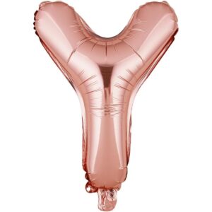 Balon Folie Metalizata Litera Y, , 40 cm, Umflati cu Heliu sau Aer, Ambalaj Individual, Pai inclus, Rose Gold