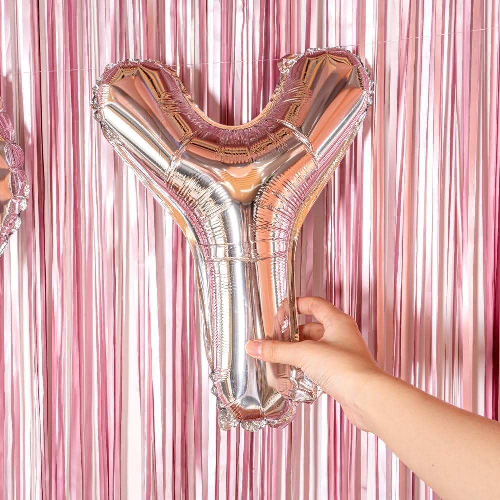 Balon Folie Metalizata Litera Y, , 80 cm, Umflati cu Heliu sau Aer, Ambalaj Individual, Pai inclus, Argintiu - imagine 4