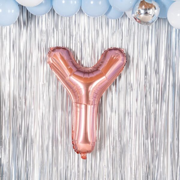 Balon Folie Metalizata Litera Y, , 80 cm, Umflati cu Heliu sau Aer, Ambalaj Individual, Pai inclus, Rose Gold - imagine 4