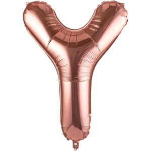Balon Folie Metalizata Litera Y, , 80 cm, Umflati cu Heliu sau Aer, Ambalaj Individual, Pai inclus, Rose Gold