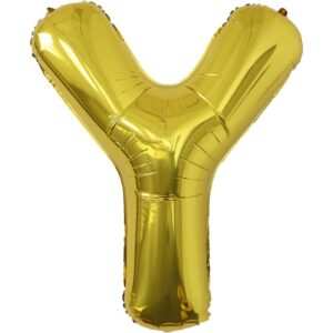 Balon Folie Metalizata Litera Y, , 80 cm, Umflati cu Heliu sau Aer, Ambalaj Individual, Pai inclus, Auriu