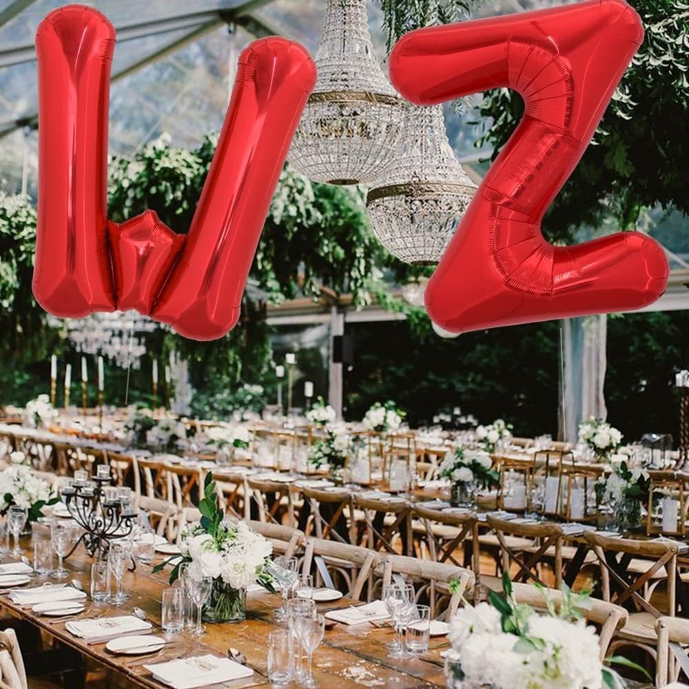 Balon Folie Metalizata Litera Z, , 40 cm, Umflati cu Heliu sau Aer, Ambalaj Individual, Pai inclus, Rosu - imagine 4