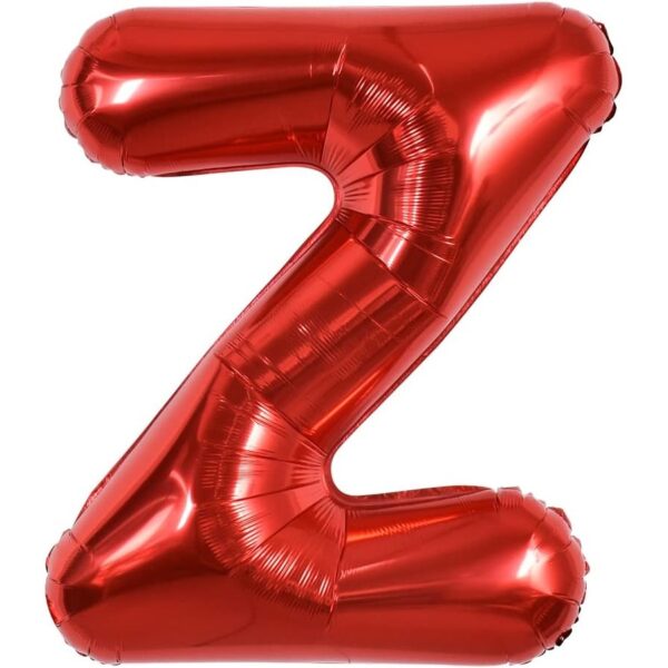 Balon Folie Metalizata Litera Z, , 40 cm, Umflati cu Heliu sau Aer, Ambalaj Individual, Pai inclus, Rosu