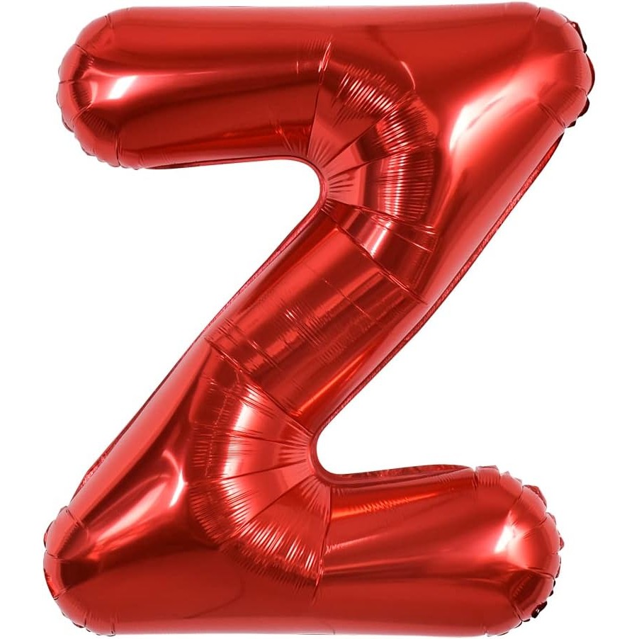 Balon Folie Metalizata Litera Z, , 40 cm, Umflati cu Heliu sau Aer, Ambalaj Individual, Pai inclus, Rosu