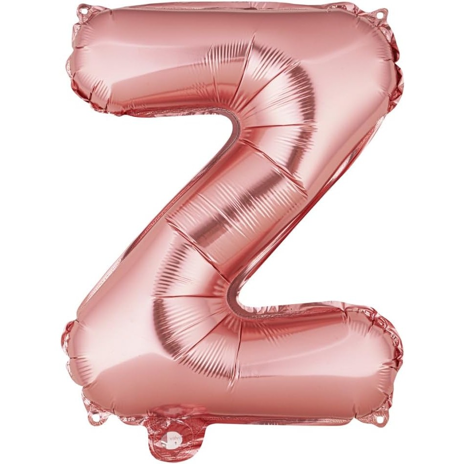 Balon Folie Metalizata Litera Z, , 40 cm, Umflati cu Heliu sau Aer, Ambalaj Individual, Pai inclus, Rose Gold