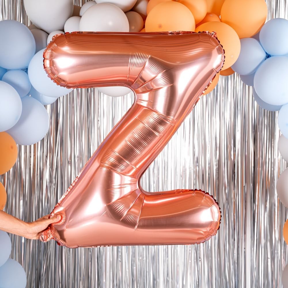 Balon Folie Metalizata Litera Z, , 80 cm, Umflati cu Heliu sau Aer, Ambalaj Individual, Pai inclus, Rose Gold - imagine 2