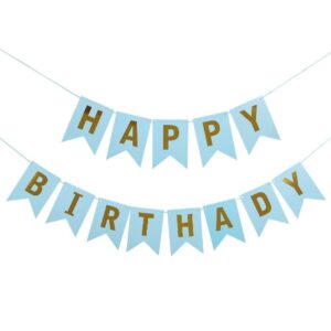 Banner Happy Birthday 100x200 cm, , Dimensiune Stegulet 11.5x16.5 cm, Rola de Ata Inclusa, Albastru
