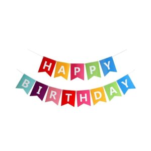 Banner Happy Birthday 100x200 cm, , Dimensiune Stegulet 11.5x16.5 cm, Rola de Ata Inclusa, Multicolor