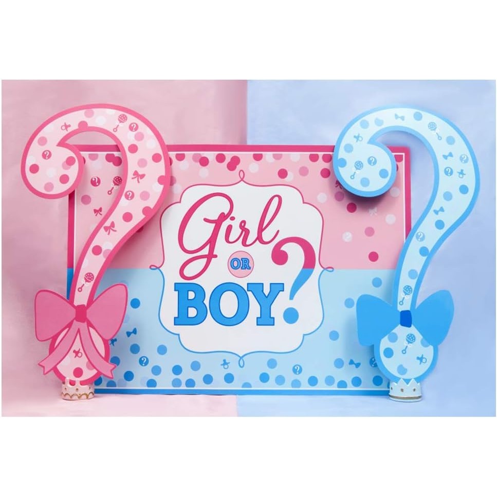 Banner pentru Petrecere, , Model Girl or Boy, Tematica Gender Reveal, 150 x 100 cm, Albastru Roz