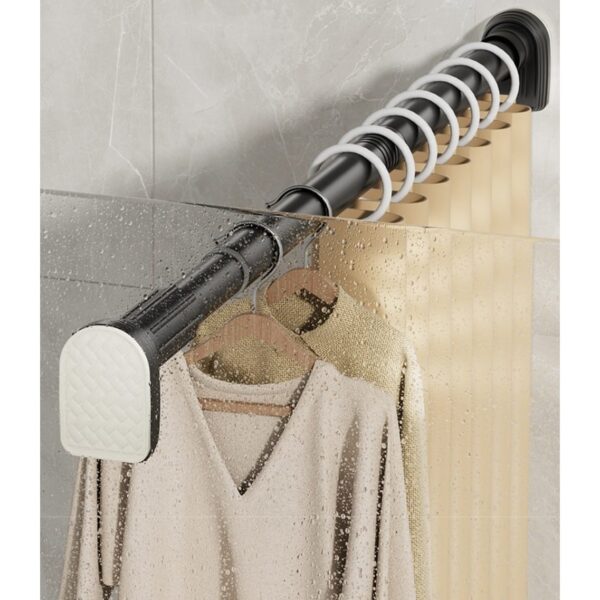 Bara Telescopica Multifunctionala, , din Otel Inoxidabil si ABS, Utilizare Universala, Extensie 220 - 240 cm, Fara Perforare Perete, Negru - imagine 3