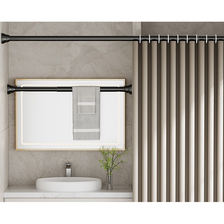 Bara Telescopica Multifunctionala, , din Otel Inoxidabil, Utilizare Universala, Retractabila 107 - 195 cm, Fara Perforare Perete, Negru - imagine 3