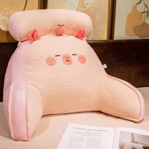 Perna Multifunctionala, , Spatar pentru Pat, Protectie Lombara, Marime Medie, 60 x 40 cm, din Latex, Model Capybara cu Mar in Cap, Roz