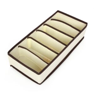 Cutie De Depozitare, , Pentru Lenjerie, Sosete Si Sutiene, Material Textil, 6 Compartimente, 32 x 16 x 10 cm, Culoare Bej
