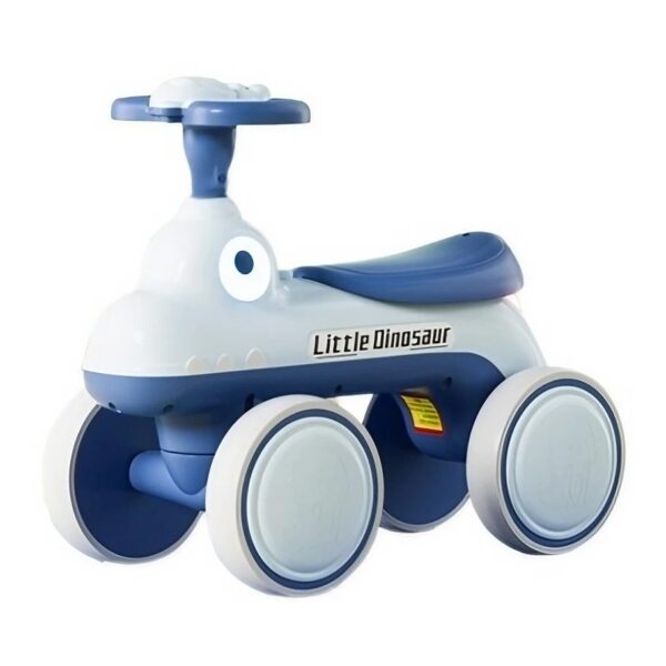 Bicicleta Pentru Copii, , Fara Pedale, Cu Patru Roti, Din Plastic Rezistent, Fara BPA, Cu Muzica Si Lumini, Model Dinozaur, 50x27x40 Cm, Albastru - imagine 2