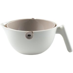 Bol cu Doua Straturi, , pentru Fructe, Legume, cu Cos de Scurgere a Apei, 2L, din ABS+PP, 29.9 x 22.5 x 11.8 cm, Alb - Gri