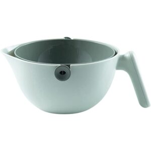 Bol cu Doua Straturi, , pentru Fructe, Legume, cu Cos de Scurgere a Apei, 2L, din ABS+PP, 29.9 x 22.5 x 11.8 cm, Verde