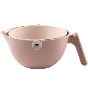 Bol cu Doua Straturi, , pentru Fructe, Legume, cu Cos de Scurgere a Apei, 2L, din ABS+PP, 29.9 x 22.5 x 11.8 cm, Maro