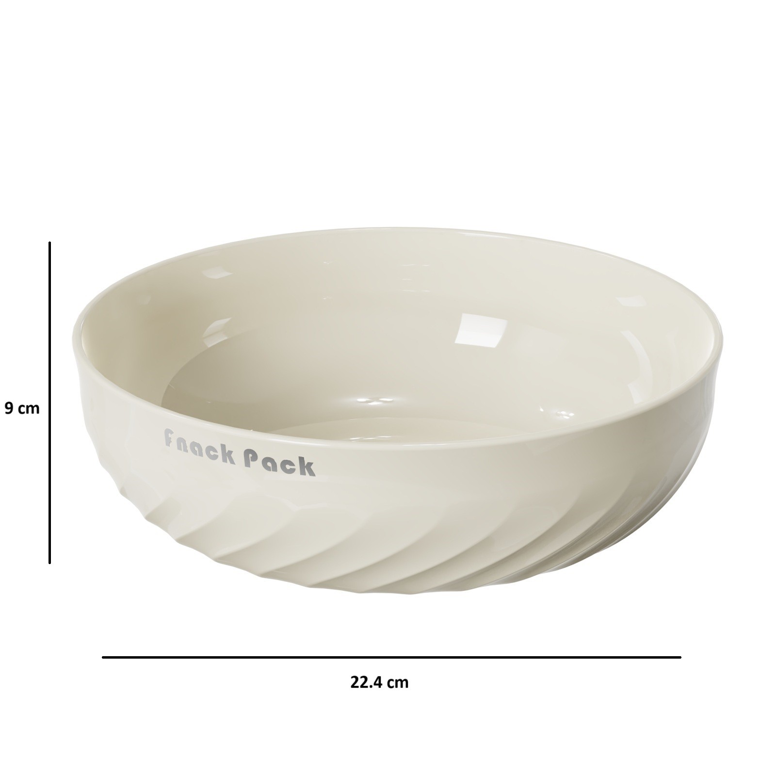Bol cu un Singur Strat, , pentru Fructe, Legume, Snacks, 22.4x9 cm, Crem - imagine 3