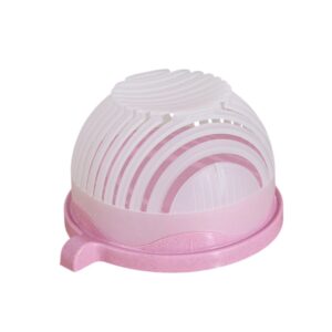 Bol Feliator pentru Salata, , Castron Multifunctional pentru Legume si Fructe, pentru Spalat si Taiat Legumele, cu Scurgere si Tocator, Ergonomic, Protectie pentru Maini, 21x18.5x11.5 cm, Roz