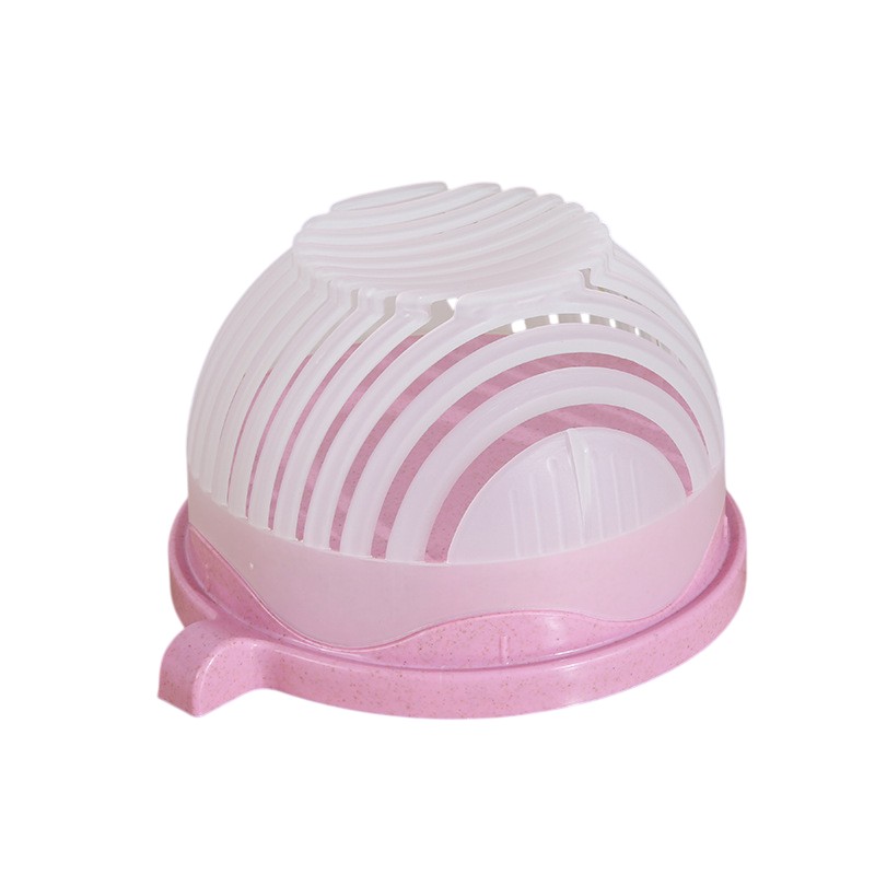 Bol Feliator pentru Salata, , Castron Multifunctional pentru Legume si Fructe, pentru Spalat si Taiat Legumele, cu Scurgere si Tocator, Ergonomic, Protectie pentru Maini, 21x18.5x11.5 cm, Roz