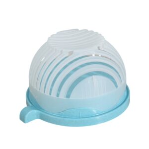Bol Feliator pentru Salata, , Castron Multifunctional pentru Legume si Fructe, pentru Spalat si Taiat Legumele, cu Scurgere si Tocator, Ergonomic, Protectie pentru Maini, 21x18.5x11.5 cm, Albastru