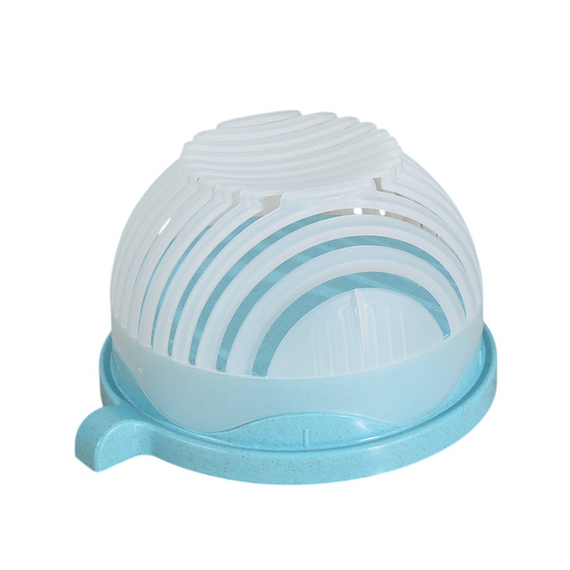 Bol Feliator pentru Salata, , Castron Multifunctional pentru Legume si Fructe, pentru Spalat si Taiat Legumele, cu Scurgere si Tocator, Ergonomic, Protectie pentru Maini, 21x18.5x11.5 cm, Albastru