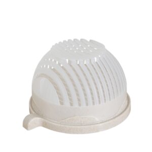 Bol Feliator pentru Salata, , Castron Multifunctional pentru Legume si Fructe, pentru Spalat si Taiat Legumele, cu Scurgere si Tocator, Ergonomic, Protectie pentru Maini, 21x18.5x11.5 cm, Alb