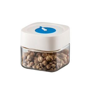 Borcan din Sticla de Inalta Calitate, , Capac Ermetic, Uz Casnic, Depozitarea Condimentelor sau a Alimentelor Umede si Uscate, 500 mL, 10x10x9 cm, Alb