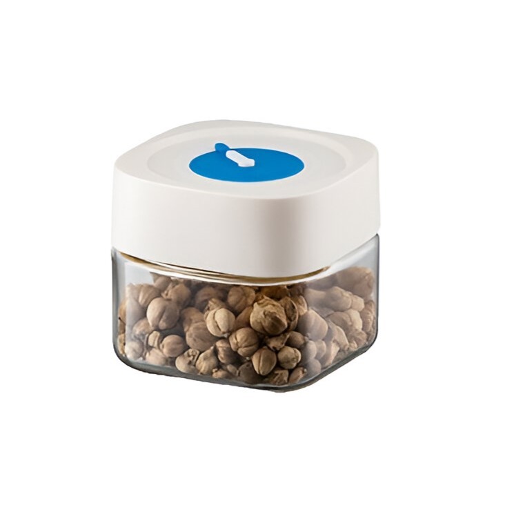 Borcan din Sticla de Inalta Calitate, , Capac Ermetic, Uz Casnic, Depozitarea Condimentelor sau a Alimentelor Umede si Uscate, 500 mL, 10x10x9 cm, Alb