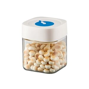 Borcan din Sticla de Inalta Calitate, , Capac Ermetic, Uz Casnic, Depozitarea Condimentelor sau a Alimentelor Umede si Uscate, 750 mL, 10x10x12.2 cm, Alb