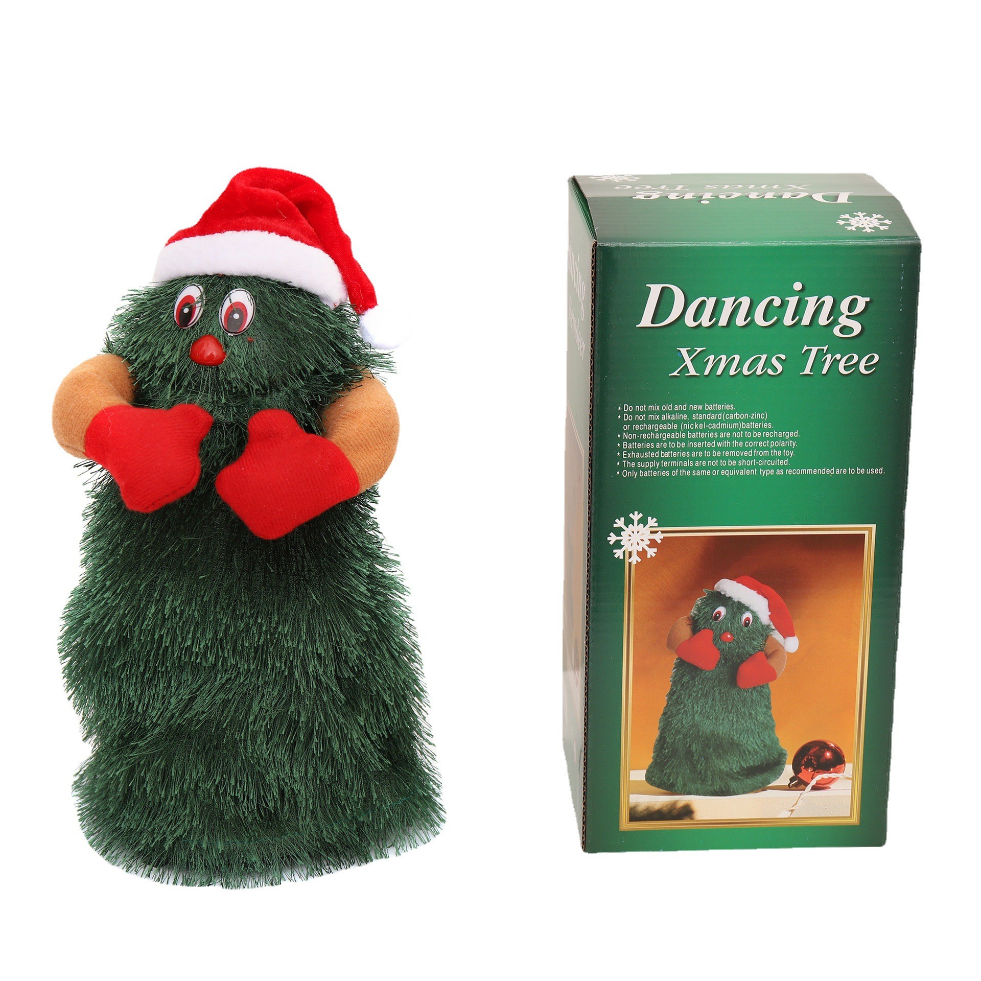 Bradut Dansator si Cantaret, , Decoratiune de Craciun, Jucarie Interactiva, 16 cm Inaltime, Verde - imagine 4