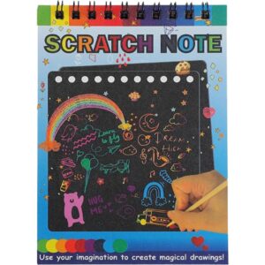 Caiet cu fise razuibile , DIY Magic Scratch, 12 File, Curcubeu, Creion din Lemn, Cartonase negre, 14 x 10 cm, albastru