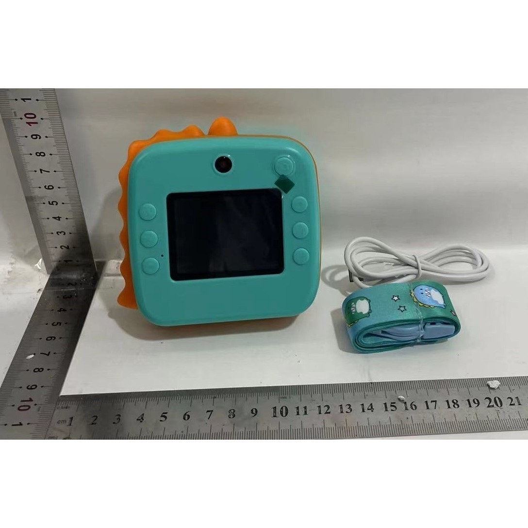Camera Instantanee pentru Copii, , Camera Frontala + Selfie, cu Functie de Printare, Cablu USB-C, Bluetooth, Compatibil iOS/Android, Model Dinozaur, Snur Inclus, Verde - imagine 4