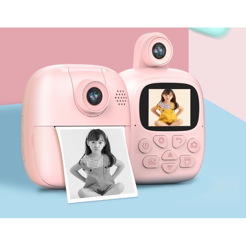 Camera Instantanee pentru Copii, , Camera Frontala + Selfie, cu Functie de Printare, Cablu USB-C, Bluetooth, Compatibil iOS/Android, Imprimare APP, Model Bunny, Roz - imagine 3