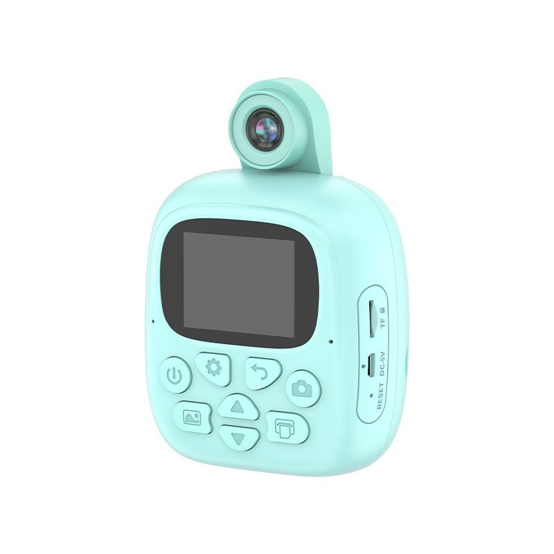 Camera Instantanee pentru Copii, , Camera Frontala + Selfie, cu Functie de Printare, Cablu USB-C, Bluetooth, Compatibil iOS/Android, Imprimare APP, Model Dino, Albastru - imagine 2