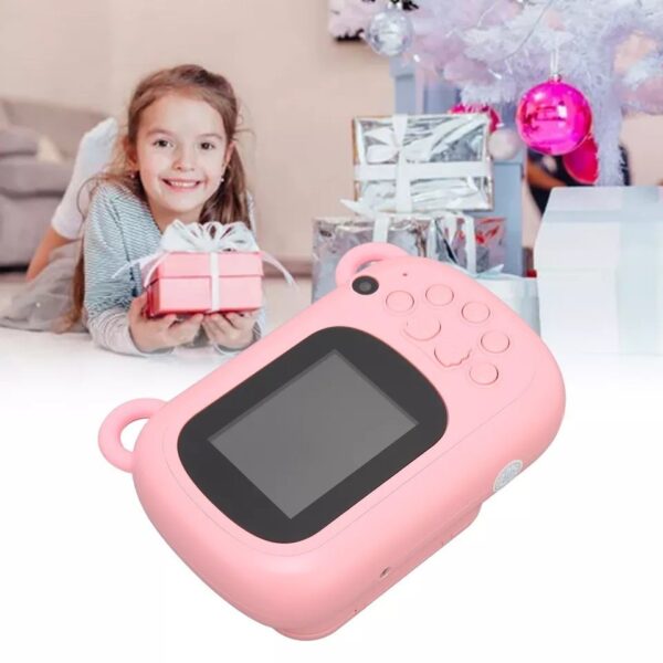 Camera Instantanee pentru Copii, , Camera Frontala + Selfie, cu Functie de Printare, Cablu USB-C, Bluetooth, Compatibil iOS/Android, Imprimare APP, Model Iepure Love, Roz - imagine 3