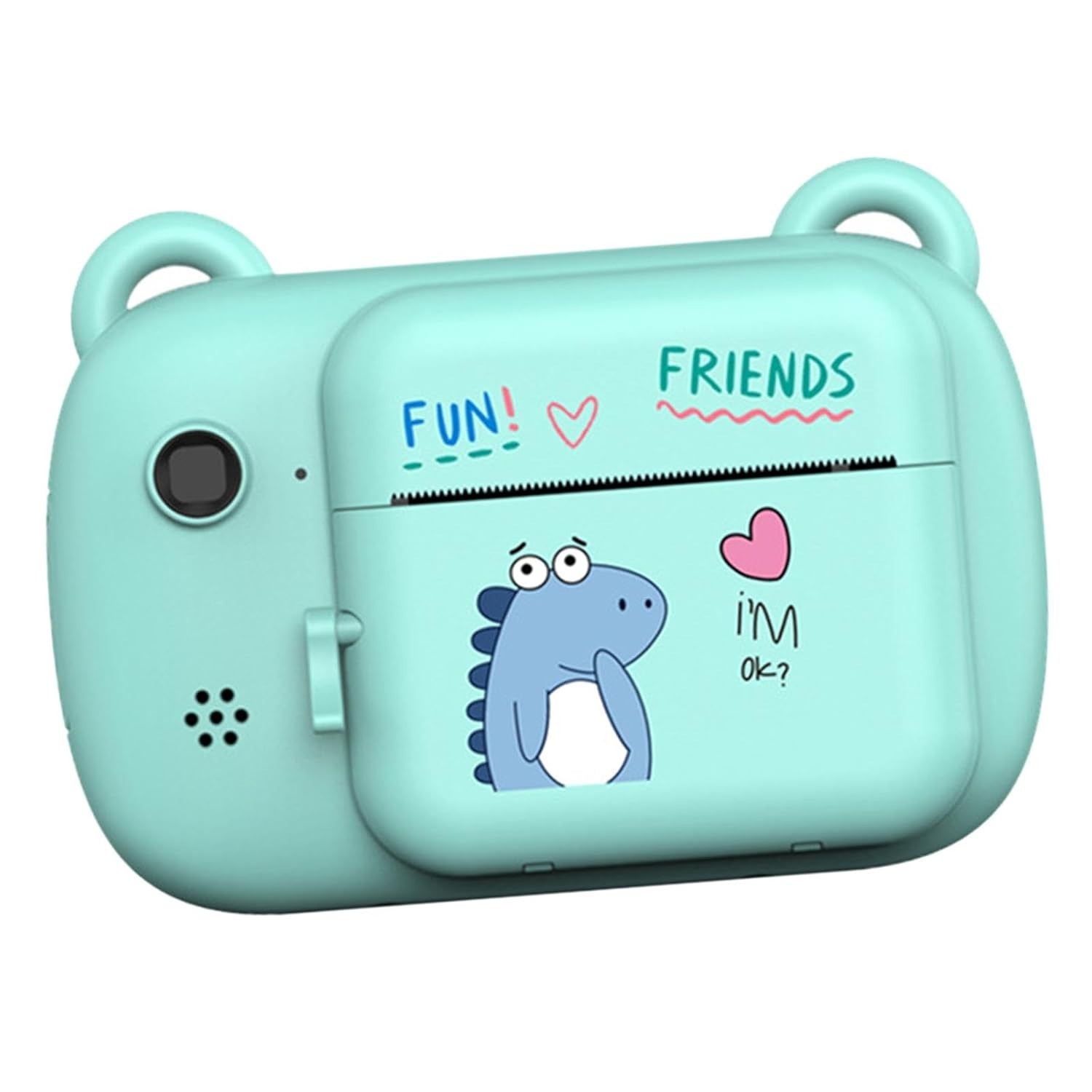 Camera Instantanee pentru Copii, , Camera Frontala + Selfie, cu Functie de Printare, Cablu USB-C, Bluetooth, Compatibil iOS/Android, Imprimare APP, Model Dino Love, Albastru - imagine 2