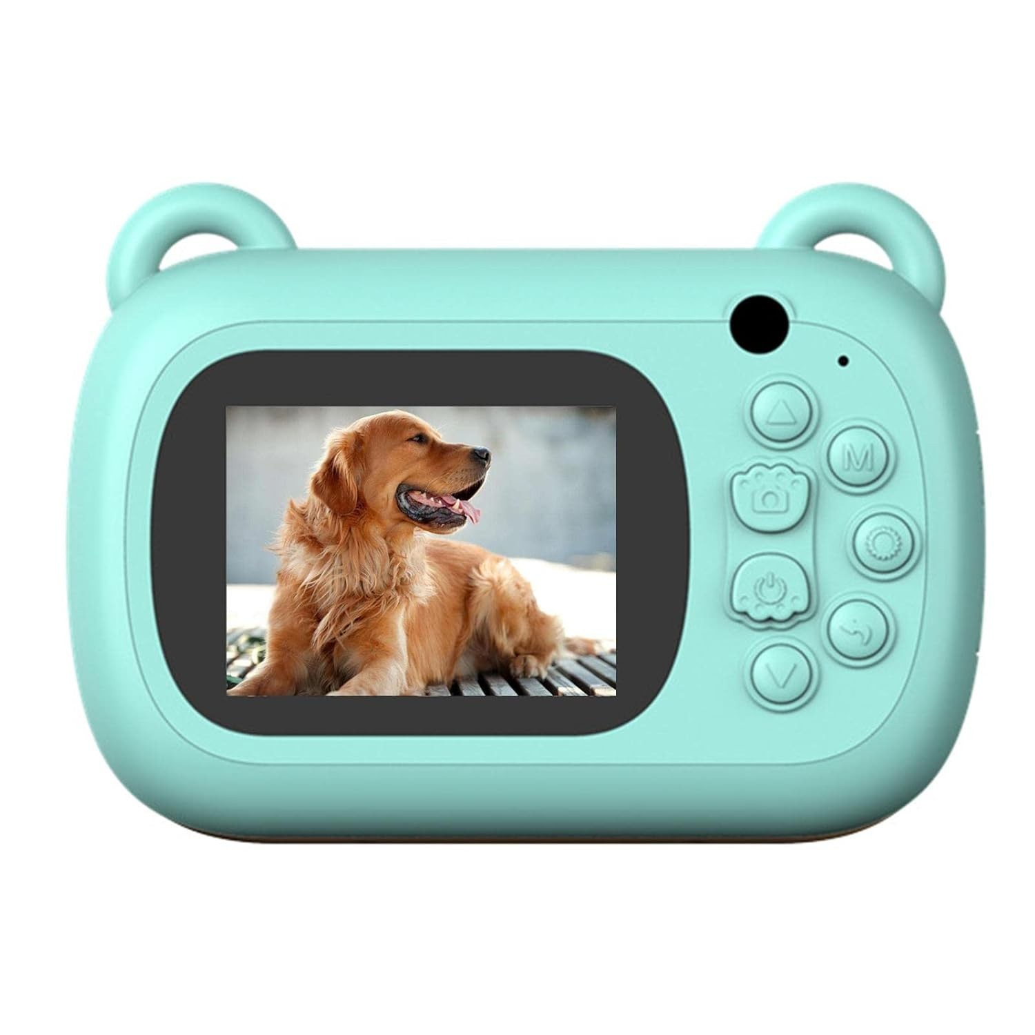 Camera Instantanee pentru Copii, , Camera Frontala + Selfie, cu Functie de Printare, Cablu USB-C, Bluetooth, Compatibil iOS/Android, Imprimare APP, Model Dino Love, Albastru - imagine 3