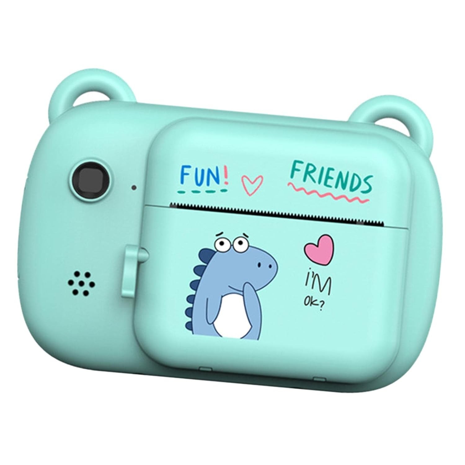 Camera Instantanee pentru Copii, , Camera Frontala + Selfie, cu Functie de Printare, Cablu USB-C, Bluetooth, Compatibil iOS/Android, Imprimare APP, Model Dino Love, Albastru - imagine 4