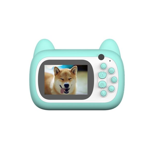 Camera Instantanee pentru Copii, , Camera Frontala + Selfie, cu Functie de Printare, Cablu USB-C, Bluetooth, Compatibil iOS/Android, Imprimare APP, Model Pisica Smiley Face, Verde - imagine 4