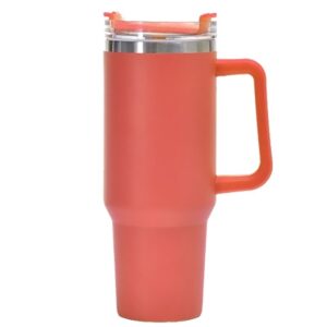 Cana Termos din Plastic, , pentru Bauturi Calde si Reci, cu Maner, 9.9x9.9x27 cm, Portocaliu