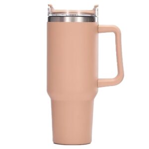 Cana Termos din Plastic, , pentru Bauturi Calde si Reci, cu Maner, 9.9x9.9x27 cm, Roz Pal