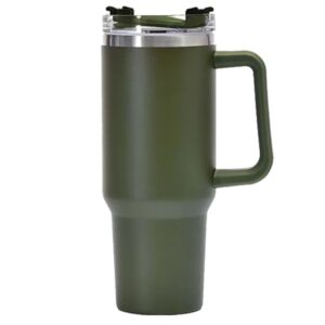 Cana Termos din Plastic, , pentru Bauturi Calde si Reci, cu Maner, 9.9x9.9x27 cm, Verde Army