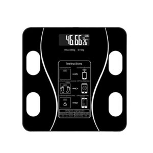 Cantar Electronic Inteligent De Baie  Cu Aplicatie Smart, Corporal, Ecran Digital Iluminat, Termometru, Suporta Maxim 180 Kg, 26 x 26 cm, Baterii, Negru