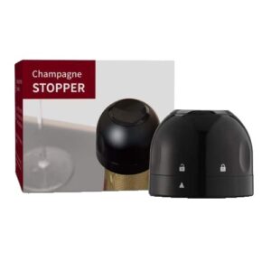 Capac de Etansare a Sticlei de Sampanie, , Rotativ, On-Off, Silicon, Reutilizabil, Usor de Depozitat si Folosit, 3.9 x 3.9 x 3.3 cm, Negru