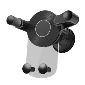 Suport Auto de Telefon, , pentru Ventilatie, din ABS, cu Clipsuri, Rotativ, 12x9.5x12 cm, Negru-Transparent