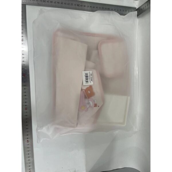 Geanta Multifunctionala de Depozitare, , pentru Bancheta din Spate a Masinii, Animat, Model Ursuleti, Scris Good Day, Suport Servetele si Telefon, 25x31 cm, Roz - imagine 2
