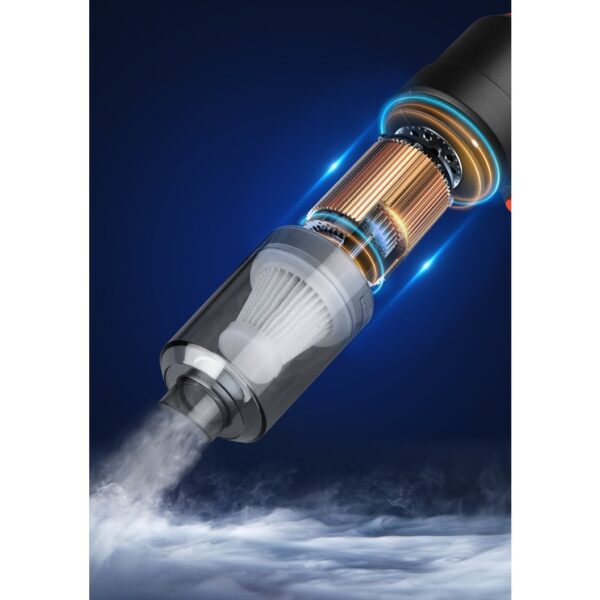 Aspirator Portabil fara Fir, , Tip Pistol 2 in 1, Suflare si Aspirare, Incarcare USB, Pentru Casa si Masina, Autonomie 30 min, Negru - imagine 4